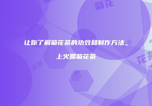 让你了解菊花茶的功效和制作方法_上火喝菊花茶