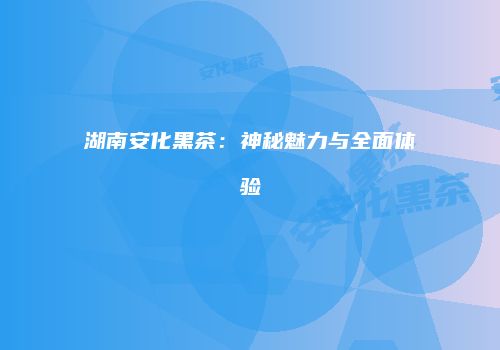湖南安化黑茶：神秘魅力与全面体验