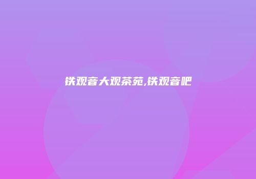 铁观音大观茶苑,铁观音吧