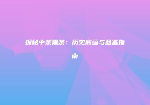 探秘中茶黑茶：历史底蕴与品鉴指南