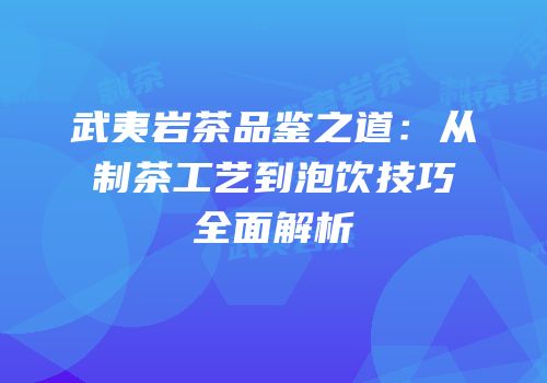 武夷岩茶品鉴之道：从制茶工艺到泡饮技巧全面解析
