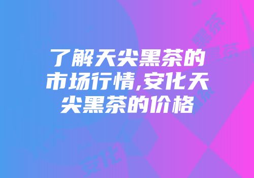 了解天尖黑茶的市场行情,安化天尖黑茶的价格