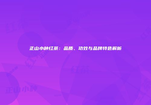 正山小种红茶：品质、功效与品牌特色解析