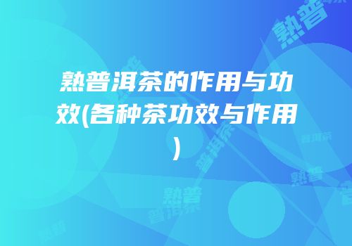 熟普洱茶的作用与功效(各种茶功效与作用)