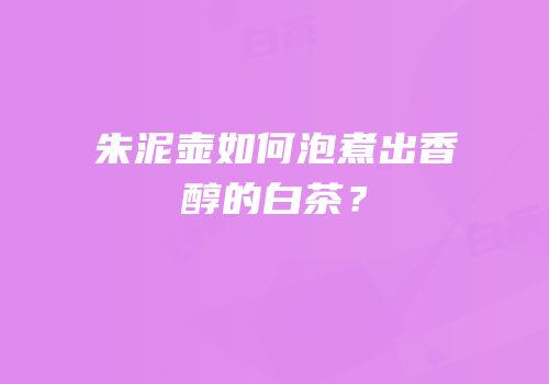 朱泥壶如何泡煮出香醇的白茶？