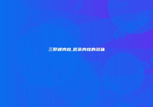 三仰峰肉桂,岩茶肉桂的滋味