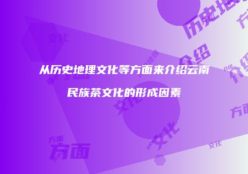从历史地理文化等方面来介绍云南民族茶文化的形成因素
