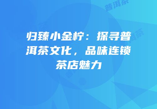 归臻小金柠：探寻普洱茶文化，品味连锁茶店魅力