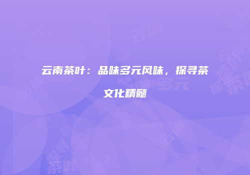 云南茶叶：品味多元风味，探寻茶文化精髓