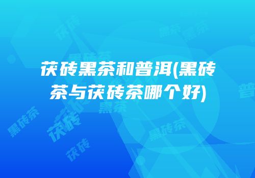 茯砖黑茶和普洱(黑砖茶与茯砖茶哪个好)