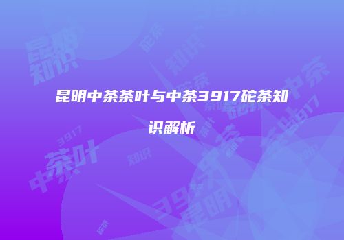 昆明中茶茶叶与中茶3917砣茶知识解析
