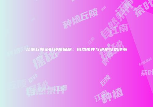 江南丘陵茶叶种植探秘：自然条件与种植技术详解