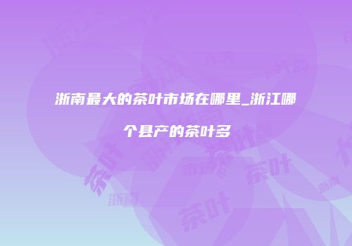 浙南最大的茶叶市场在哪里_浙江哪个县产的茶叶多