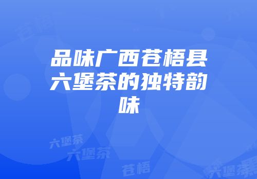 品味广西苍梧县六堡茶的独特韵味