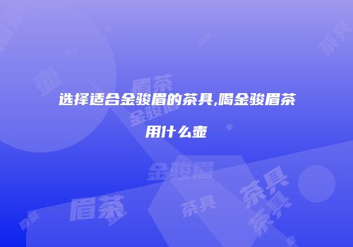 选择适合金骏眉的茶具,喝金骏眉茶用什么壶