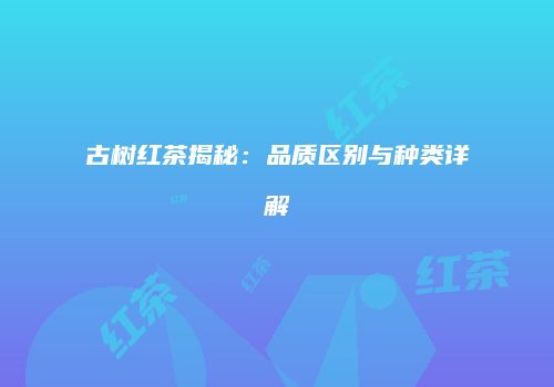 古树红茶揭秘：品质区别与种类详解