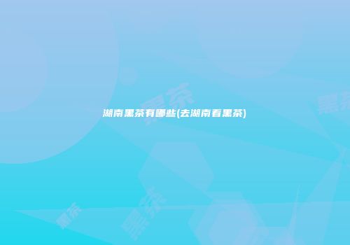 湖南黑茶有哪些(去湖南看黑茶)