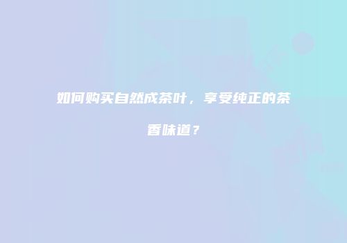 如何购买自然成茶叶，享受纯正的茶香味道？