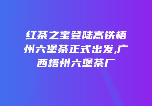 红茶之宝登陆高铁梧州六堡茶正式出发,广西梧州六堡茶厂