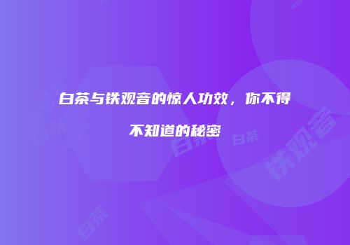 白茶与铁观音的惊人功效，你不得不知道的秘密