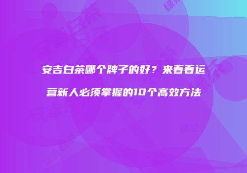 安吉白茶哪个牌子的好？来看看运营新人必须掌握的10个高效方法
