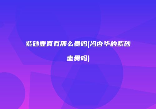 紫砂壶真有那么贵吗(冯杏华的紫砂壶贵吗)
