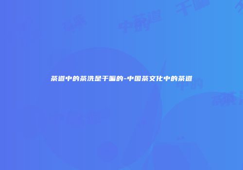 茶道中的茶洗是干嘛的-中国茶文化中的茶道