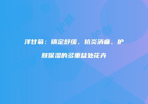 洋甘菊：镇定舒缓、抗炎消痛、护肤保湿的多重益处花卉