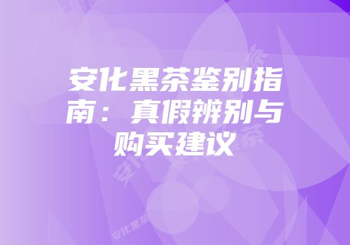 安化黑茶鉴别指南：真假辨别与购买建议