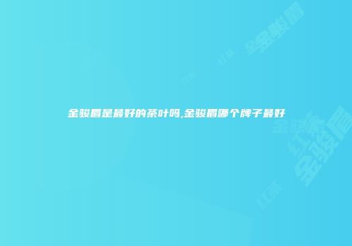 金骏眉是最好的茶叶吗,金骏眉哪个牌子最好