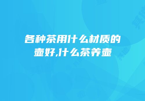 各种茶用什么材质的壶好,什么茶养壶