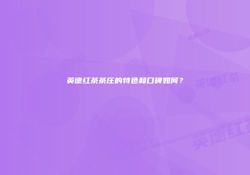 英德红茶茶庄的特色和口碑如何？