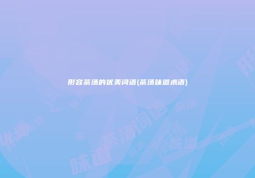形容茶汤的优美词语(茶汤味道术语)