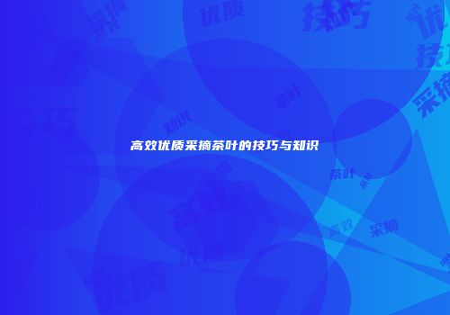 高效优质采摘茶叶的技巧与知识