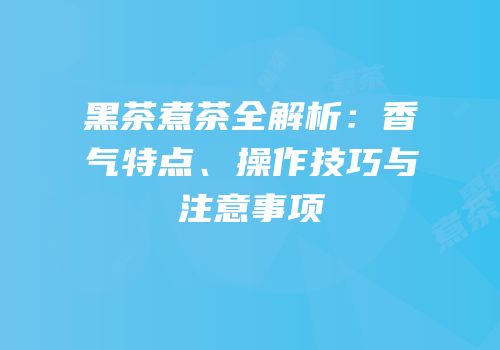 黑茶煮茶全解析：香气特点、操作技巧与注意事项