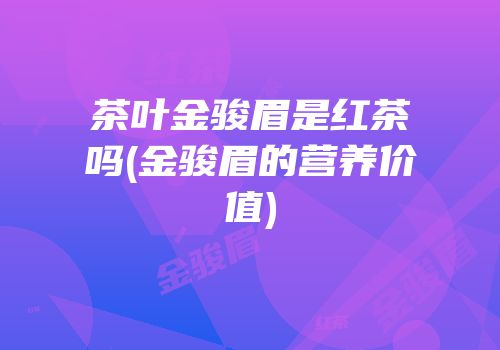 茶叶金骏眉是红茶吗(金骏眉的营养价值)