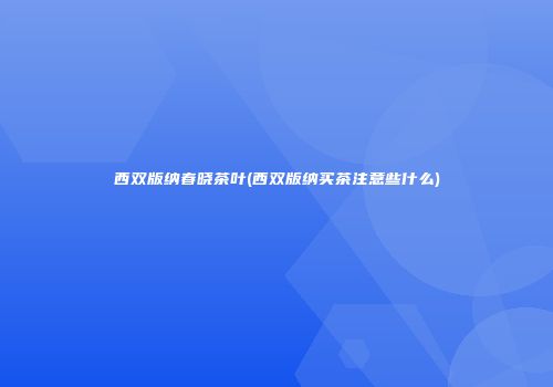 西双版纳春晓茶叶(西双版纳买茶注意些什么)
