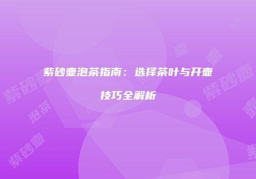 紫砂壶泡茶指南：选择茶叶与开壶技巧全解析