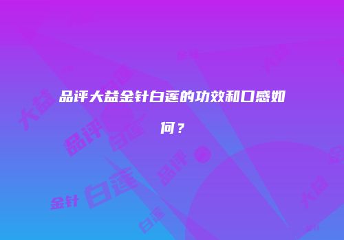 品评大益金针白莲的功效和口感如何？