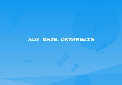 大红袍：岩茶瑰宝，历史文化的品茗之旅