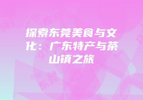 探索东莞美食与文化：广东特产与茶山镇之旅
