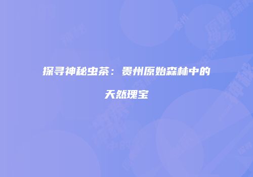 探寻神秘虫茶：贵州原始森林中的天然瑰宝