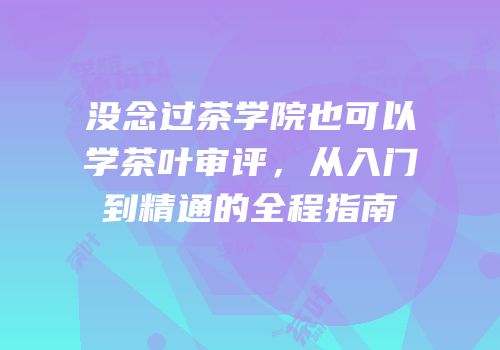 没念过茶学院也可以学茶叶审评，从入门到精通的全程指南
