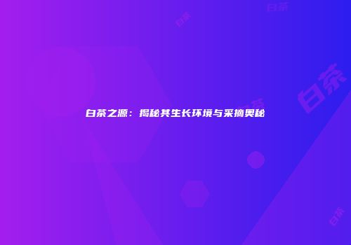白茶之源：揭秘其生长环境与采摘奥秘