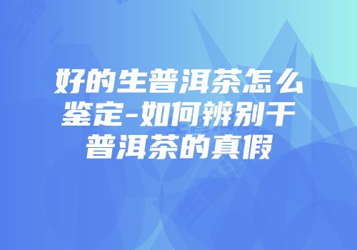 好的生普洱茶怎么鉴定-如何辨别干普洱茶的真假