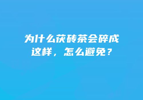 为什么茯砖茶会碎成这样，怎么避免？