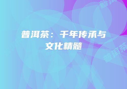普洱茶：千年传承与文化精髓