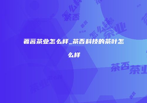 著茗茶业怎么样_茶否科技的茶叶怎么样