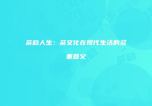 茶韵人生：茶文化在现代生活的多重意义