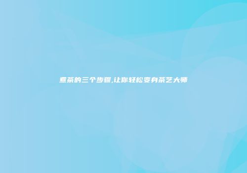 煮茶的三个步骤,让你轻松变身茶艺大师